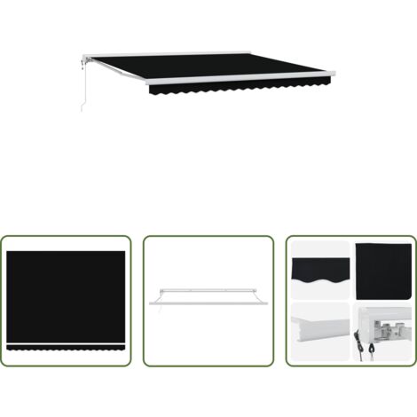 vidaXL Ombreggiatura esterna -  Tenda Retrattile Nero 400 × 300 cm Tessuto e Metallo