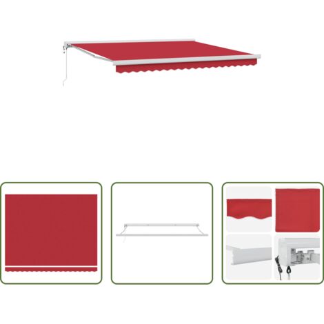 vidaXL Ombreggiatura esterna -  Tenda Retrattile Rosso 400 × 300 cm Tessuto e Metallo