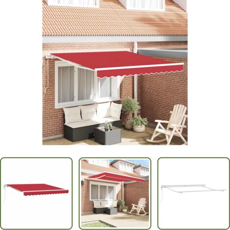 vidaXL Ombreggiatura esterna -  Tettuccio Elettrico Retrattile Rosso 300 x 250 cm