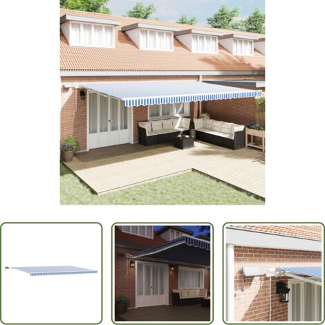 vidaXL Ombreggiatura estiva -  Tenda Retrattile Blu e Bianco 600 × 300 cm