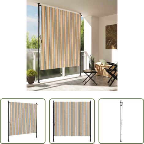 vidaXL Ombreggiatura -  Tenda a Rullo Esterno Gialla e Bianca 150x270cm Tessuto Acciaio