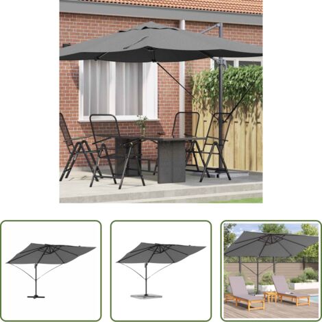 vidaXL Ombrello in poliestere -  Ombrellone Antracite 351 x 250 x 260 cm Poliestere e Alluminio