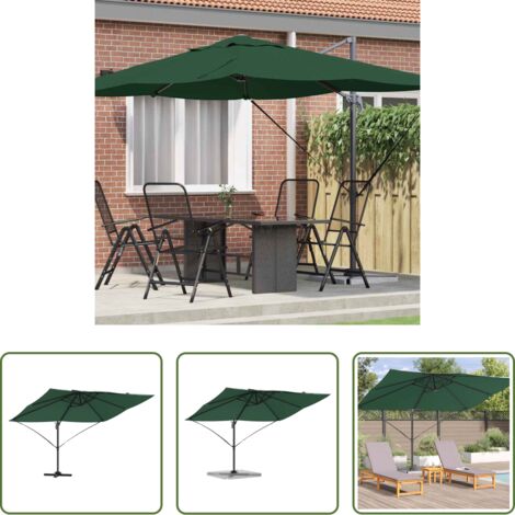 vidaXL Ombrello in poliestere -  Ombrellone Verde 351 x 250 x 260 cm Poliestere e Alluminio