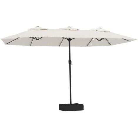 vidaXL Ombrellone a Doppia Testa con LED Bianco Sabbia 449x265 cm