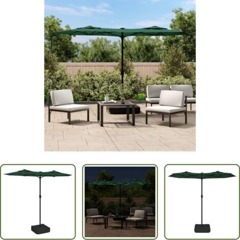 vidaXL Ombrellone a doppia testa -  Ombrellone a Doppia Testa con LED Verde 316x145 cm
