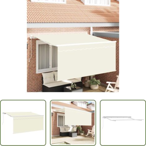 vidaXL Ombrellone alluminio -  Tenda Retrattile Crema 300 x 200 cm Poliestere e Alluminio
