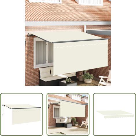 vidaXL Ombrellone alluminio -  Tenda Retrattile Crema 300 x 200 cm Poliestere e Alluminio