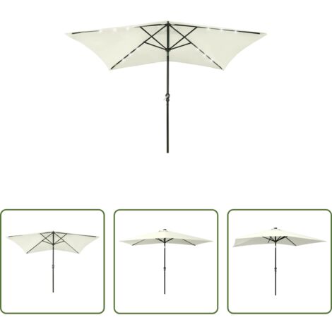 vidaXL Ombrellone anti-UV -  Ombrellone a Sbalzo con Palo in Acciaio e LED Sabbia 2x3 m
