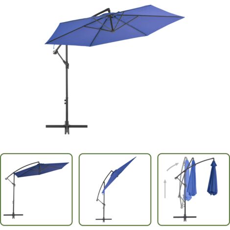 vidaXL Ombrellone anti UV -  Ombrellone a Sbalzo Palo in Alluminio 300 cm Blu