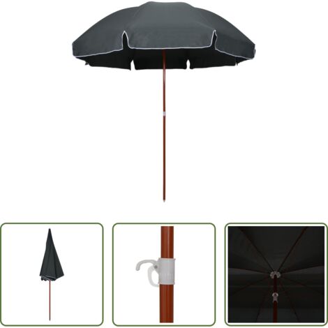 vidaXL Ombrellone anti-UV -  Ombrellone da Giardino con Palo in Acciaio 300 cm Antracite