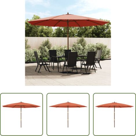 vidaXL Ombrellone anti UV -  Ombrellone da Giardino con Palo in Legno Terracotta 400x273 cm