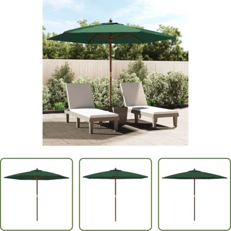 vidaXL Ombrellone anti UV -  Ombrellone da Giardino con Palo in Legno Verde 299x240 cm