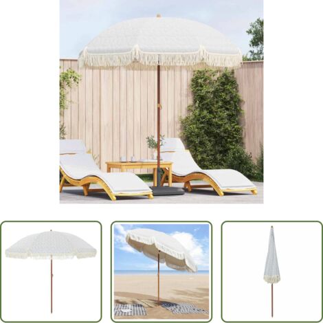 vidaXL Ombrellone anti-UV -  Ombrellone da Spiaggia Grigio e Bianco 205 x 205 x 210 cm