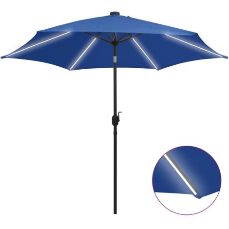 vidaXL Ombrellone con Luci a LED e Palo Alluminio 300 cm Azzurro