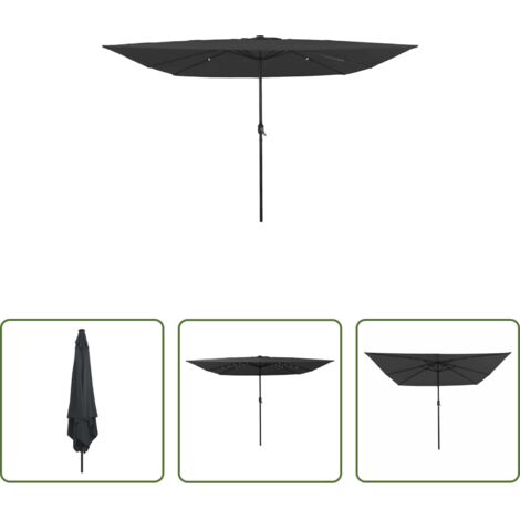 vidaXL Ombrellone con luci LED -  Ombrello da giardino Antracite 295 x 295 x 245 cm