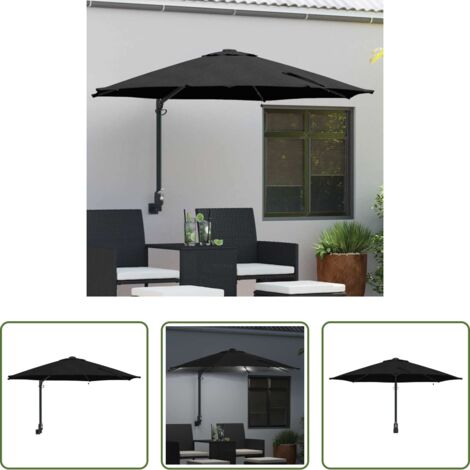 vidaXL Ombrellone con luci LED -  Ombrello da giardino Nero 248 x 248 x 148 cm