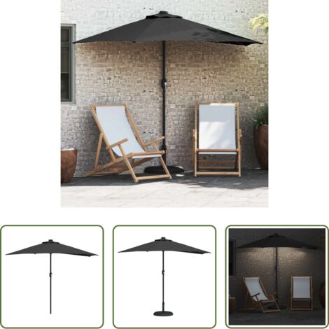 vidaXL Ombrellone con luci LED -  Ombrello da giardino Nero 294 x 150 x 224 cm