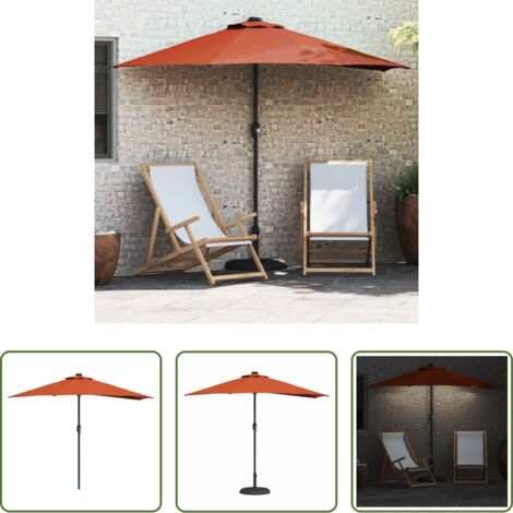 vidaXL Ombrellone con luci LED -  Ombrello da giardino Terracotta 294 x 150 x 224 cm