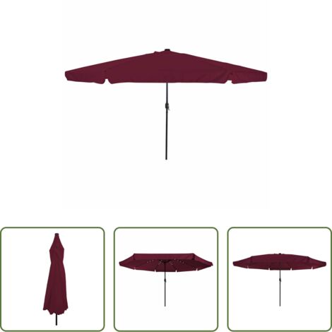 vidaXL Ombrellone con luci -  Ombrello da giardino Rosso Bordeaux 395 x 395 x 245 cm