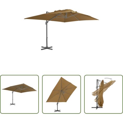 vidaXL Ombrellone con palo in alluminio -  Ombrellone da giardino a sbalzo con palo in alluminio 400x300 cm tortora