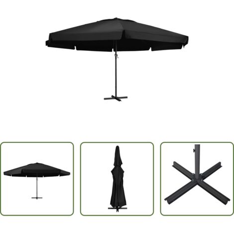 vidaXL Ombrellone con palo in alluminio -  Ombrellone da Giardino con Palo in Alluminio 500 cm Nero