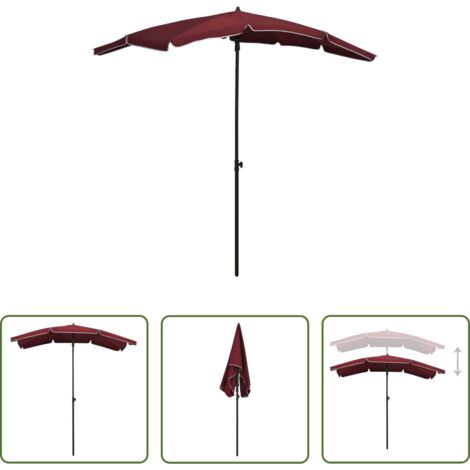 vidaXL Ombrellone con palo -  Ombrellone da Giardino con Palo 200x130 cm Rosso Bordò