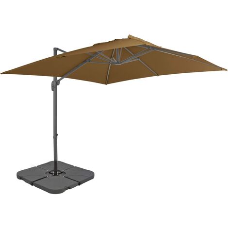 vidaXL Ombrellone da Giardino con Base Portatile Tortora