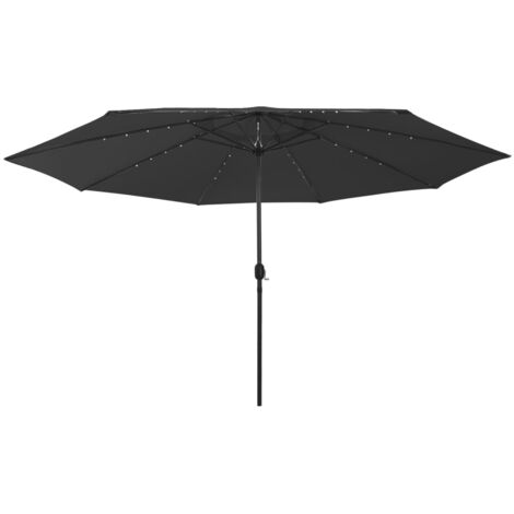 vidaXL Ombrellone da Giardino con Luci LED 400 cm Nero