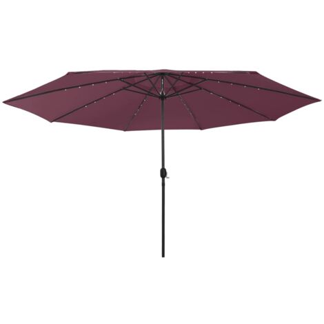 vidaXL Ombrellone da Giardino con Luci LED 400 cm Rosso Bordò