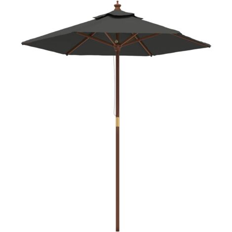 vidaXL Ombrellone da Giardino con Palo in Legno Antracite 196x231 cm