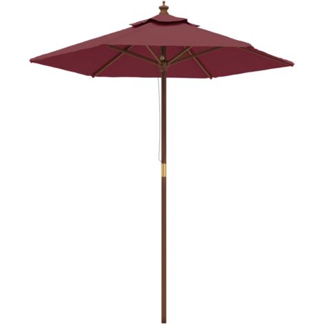 vidaXL Ombrellone da Giardino con Palo in Legno Bordeaux 196x231 cm