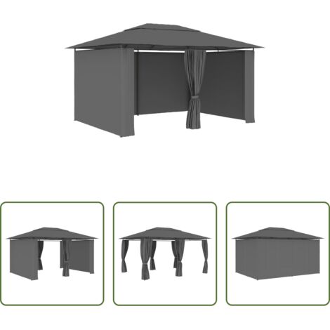 vidaXL Ombrellone da giardino -  Gazebo da Giardino con Tende 4x3 m Antracite