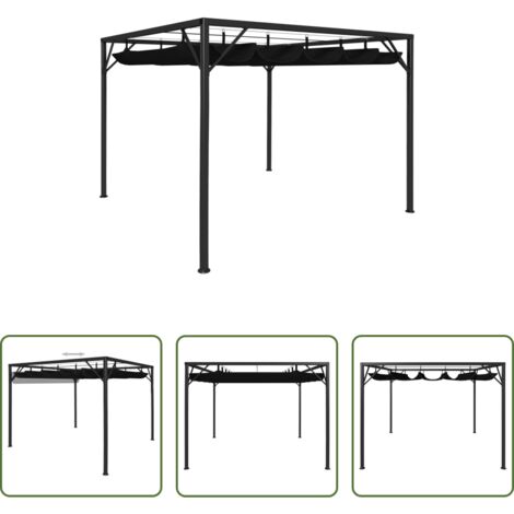 vidaXL Ombrellone da giardino -  Gazebo da Giardino con Tetto a Scomparsa 3x3 m Antracite