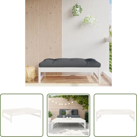 vidaXL Ombrellone da giardino -  Poggiapiedi da Giardino 120x80 cm Legno Massello di Pino Bianco