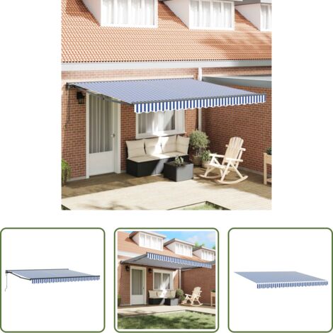 vidaXL Ombrellone da giardino -  Struttura della tenda Blu e Bianco 400 × 300 cm