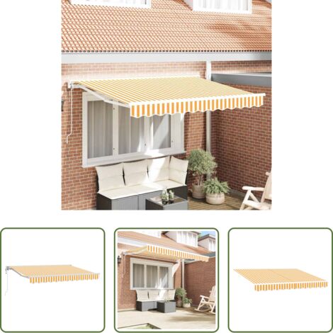 vidaXL Ombrellone da giardino -  Struttura della tenda Giallo e Bianco 300 x 200 cm
