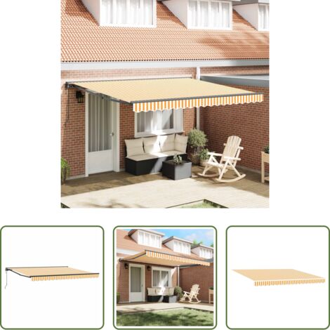 vidaXL Ombrellone da giardino -  Struttura della tenda Giallo e Bianco 400 × 300 cm