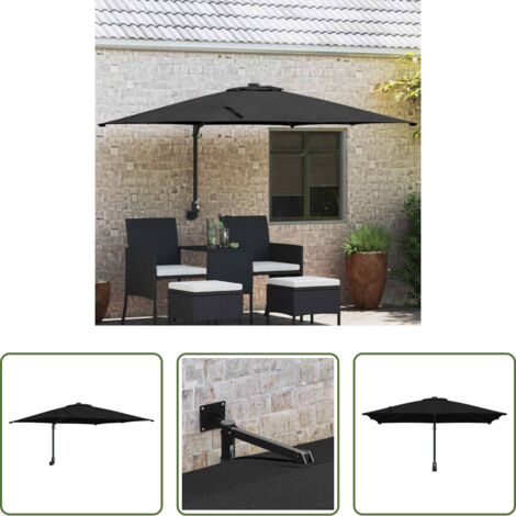 vidaXL Ombrellone da patio -  Ombrello da giardino Nero 248,5 x 247,5 x 160 cm