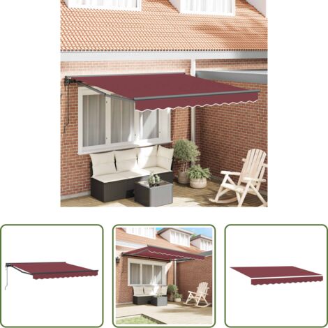 vidaXL Ombrellone da terrazza -  Struttura della tenda Borgogna 300 x 250 cm