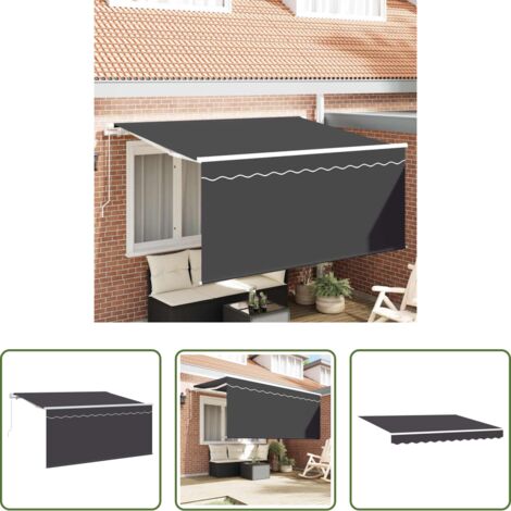 vidaXL Ombrellone esterno -  Tenda Retrattile Rigato Antracite 300 x 200 cm Tessuto