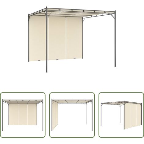 vidaXL Ombrellone -  Gazebo da Giardino con Tenda Laterale 3x3x2,25m Crema