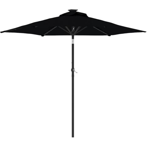 vidaXL Ombrellone Giardino con LED Palo Acciaio Nero 225x225x212 cm