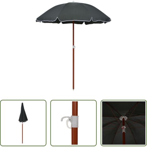 vidaXL Ombrellone in acciaio -  Ombrellone da Giardino con Palo in Acciaio 180 cm Antracite