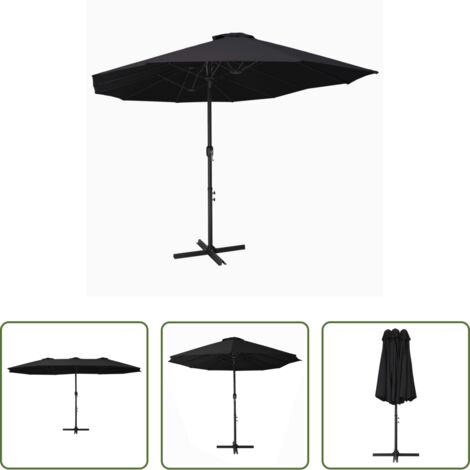 vidaXL Ombrellone in alluminio -  Ombrellone da Esterni Palo in Alluminio 460x270cm Nero