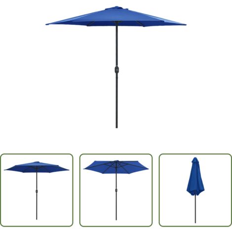 vidaXL Ombrellone in alluminio -  Ombrellone da Giardino con Palo in Alluminio 270x246 cm Azzurro