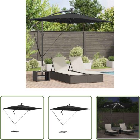 vidaXL Ombrellone in poliestere -  Ombrellone Nero 294 x 200 x 270 cm Poliestere e Alluminio