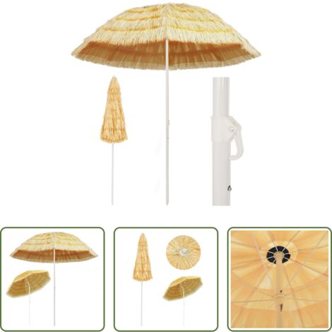 vidaXL Ombrellone in polipropilene -  Ombrellone da Spiaggia Naturale 240 cm in Stile Hawaiano