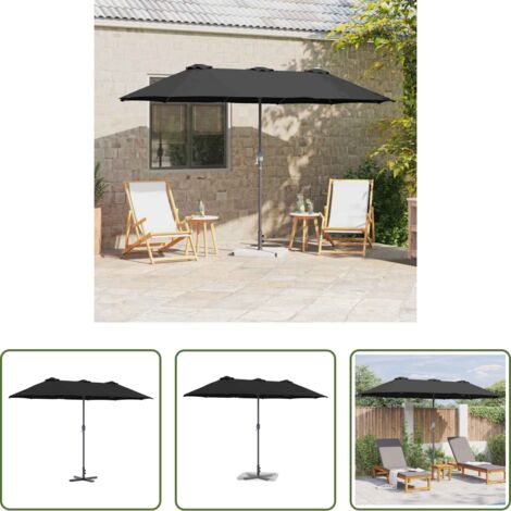vidaXL Ombrellone moderno -  Ombrello da giardino Nero 370 x 197 x 239 cm