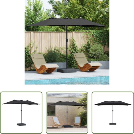vidaXL Ombrellone moderno -  Ombrello da giardino Nero 385 x 209 x 244 cm