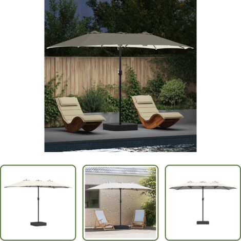 vidaXL Ombrellone moderno -  Ombrello da giardino Sabbiato e Antracite 385 x 209 x 244 cm